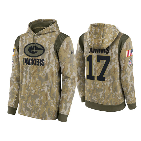 Men's Green Bay Packers #17 Davante Adams Camo 2021 Salute To Service Therma Performance Pullover Hoodie Men's Green Bay Packers #17 Davante Adams Camo 2021 Salute To Service Therma Performance Pullover Hoodie